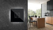 E2S PLUS slimme schakelaar voor jaloezieën en rolluiken - gemaakt van zwart gehard glas met instelbare achtergrondverlichting